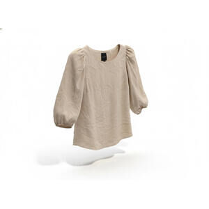 Alex Marie Beige Puff Sleeve Blouse Size Large